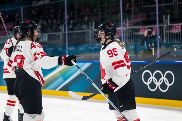 260212 Kristin O Neill and Daryl Watts of Canada celebrates after 0-2 in the women s Ice hockey, Eishockey game between Finland and Canada during day 6 of the 2026 Winter Olympics on February 12, 2026 in Milan. Photo: Emma Wallskog BILDBYRAN kod EW EW0630 ishockey ice hockey Olympic Games, Olympische Spiele, Olympia, OS olympics winter olympics os ol olympiska spel vinter-os olympiske leker milano cortina 2026 milan cortina 2026 milano cortina 2026 olympic games milano cortina 2026 winter olympic games milano cortina-os milano cortina-ol vinter-ol 6 bbeng dam kanada canada finland jubel *** 260212 Kristin O Neill and Daryl Watts of Canada celebrates after 0 2 in the women s ice hockey game between Finland and Canada during day 6 of the 2026 Winter Olympics on February 12, 2026 in Milan Photo Emma Wallskog BILDBYRAN code EW EW0630 ice hockey ice hockey olympic games olympics winter olympics os ol olympiska spel vinter os olympiske leker milano cortina 2026 milan cortina 2026 milano cortina 2026 olympic games milano cortina 2026 winter olympic games milano cortina os milano cortina ol vinter ol 6 bbeng dam kanada canada finland jubel  Copyright: EMMAxWALLSKOG BB260212EW067