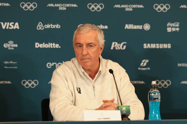 February 12, 2026, Milan, Lombardy, Italy: President of the International Ice hockey, Eishockey Federation LUC TARDIF is seen during the press conference, PK, Pressekonferenz on Day 1 of the Men Hockey Tournament at the Milano Cortina 2026 Winter Olympic Games, Olympische Spiele, Olympia, OS Milan Italy - ZUMAc179 20260212_oly_c179_077 Copyright: xMickaelxChavetx