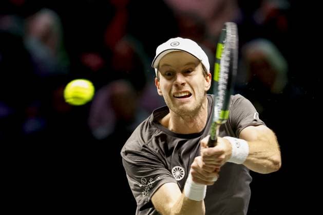 ROTTERDAM - Botic van de Zandschulp (Netherlands) in action against Stefanos Tsitsipas (Greece) on the fourth day of the ABN AMRO tennis tournament in Ahoy Rotterdam. BAS CZERWINSKI ANP xVIxANPxSportx xxANPxIVx 550462074 originalFilename: 550462074.jpg
