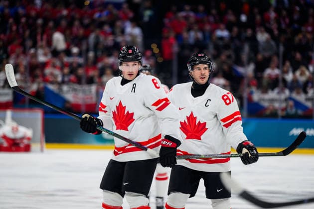 260212 Cale Makar and Sidney Crosby of Canada in the men s Ice hockey, Eishockey game between Czech Republic and Canada during day 6 of the 2026 Winter Olympics on February 12, 2026 in Milan. Photo: Carl Sandin BILDBYRAN kod CS CS0874 ishockey ice hockey Olympic Games, Olympische Spiele, Olympia, OS olympics winter olympics os ol olympiska spel vinter-os olympiske leker milano cortina 2026 milan cortina 2026 milano cortina 2026 olympic games milano cortina 2026 winter olympic games milano cortina-os milano cortina-ol vinter-ol 6 bbeng tjeckien czech republic kanada canada *** 260212 Cale Makar and Sidney Crosby of Canada in the men s ice hockey game between Czech Republic and Canada during day 6 of the 2026 Winter Olympics on February 12, 2026 in Milan Photo Carl Sandin BILDBYRAN kod CS CS0874 ishockey ice hockey olympic games olympics winter olympics os ol olympiska spel vinter os olympiske leker milano cortina 2026 milan cortina 2026 milano cortina 2026 olympic games milano cortina 2026 winter olympic games milano cortina os milano cortina ol vinter ol 6 bbeng tjeckien czech republic kanada canada  Copyright: CARLxSANDIN BB260212CS092