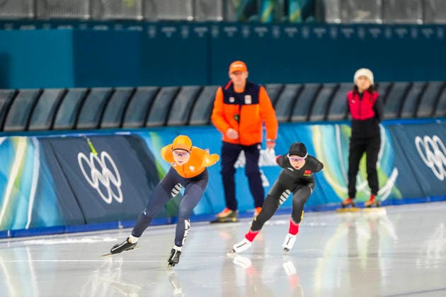 2026-02-12 - Milano Cortina 2026 Winter Olympics 5000m Women MILAN, ITALY - FEBRUARY 12: Jillert Anema, Marijke Groenewoud of Netherlands, Zhien Tai of China during the 5000m Women of the Milano Cortina 2026 Winter Olympics at the Milano Speed skating, Eisschnelllauf Arena on February 12, 2026 in Milan, Italy Milan Milano Speed Skating Arena Italy Content not available for redistribution in The Netherlands directly or indirectly through any third parties. Copyright: xAndrexWeeningx