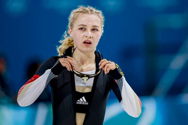 Maira Jasch of Germany looks on after Women s 5000m, Milano Cortina 2026 Winter Olympics: Day 6, Speed skating, Eisschnelllauf - Milano Cortina 2026 Winter Olympics: Day 6, Milano Speed Skating Stadium, February 12, 2026, Milan, Italy.