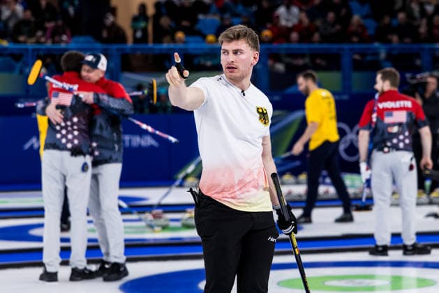 CORTINA, ITALY - FEBRUARY 12: Benjamin Kapp (Germany) during the Curling Men Norway vs Germany - Round Robin Session 2 at the Milano Cortina 2026 Olympics at Cortina Curling Olympic Stadium on day 6 of the Milano Cortina 2026 Olympics on February 12, 2026 in Cortina, Italy. Editorial use only. Italy Copyright: xSteffiexWunderlx