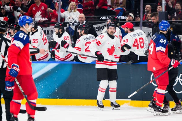 260212 Mark Stone of Canada celebrates the 0-2 goal in the men s Ice hockey, Eishockey game between Czech Republic and Canada during day 6 of the 2026 Winter Olympics on February 12, 2026 in Milan. Photo: Carl Sandin BILDBYRAN kod CS CS0874 ishockey ice hockey Olympic Games, Olympische Spiele, Olympia, OS olympics winter olympics os ol olympiska spel vinter-os olympiske leker milano cortina 2026 milan cortina 2026 milano cortina 2026 olympic games milano cortina 2026 winter olympic games milano cortina-os milano cortina-ol vinter-ol 6 bbeng tjeckien czech republic kanada canada jubel *** 260212 Mark Stone of Canada celebrates the 0 2 goal in the men s ice hockey game between Czech Republic and Canada during day 6 of the 2026 Winter Olympics on February 12, 2026 in Milan Photo Carl Sandin BILDBYRAN kod CS CS0874 ishockey ice hockey olympic games olympics winter olympics os ol olympiska spel vinter os olympiske leker milano cortina 2026 milan cortina 2026 milano cortina 2026 olympic games milano cortina 2026 winter olympic games milano cortina os milano cortina ol vinter ol 6 bbeng tjeckien czech republic kanada canada jubel  Copyright: CARLxSANDIN BB260212CS111