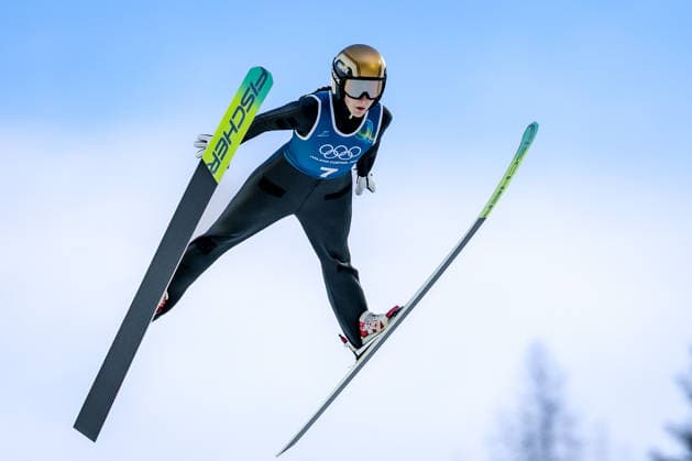 OLYMPICS - Winter Olympic Games, Olympische Spiele, Olympia, OS Milano Cortina 2026 PREDAZZO,ITALY,12.FEB.26 - OLYMPICS, NORDIC SKIING, Ski jumping, Skispringen, Ski, nordisch - Winter Olympic Games Milano Cortina 2026, large hill, women, training. Image shows Emma Chervet (FRA).  GEPAxpictures xMatthiasxTrinkl