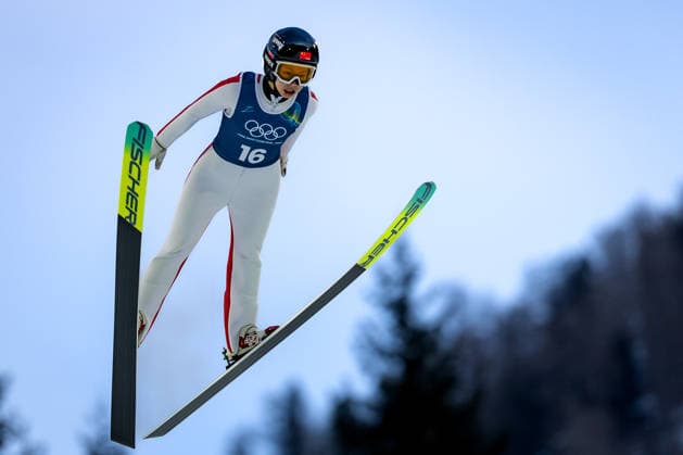 OLYMPICS - Winter Olympic Games, Olympische Spiele, Olympia, OS Milano Cortina 2026 PREDAZZO,ITALY,12.FEB.26 - OLYMPICS, NORDIC SKIING, Ski jumping, Skispringen, Ski, nordisch - Winter Olympic Games Milano Cortina 2026, large hill, women, training. Image shows Qi Liu (CHN).  GEPAxpictures xMatthiasxTrinkl