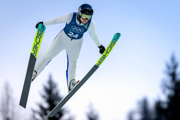 OLYMPICS - Winter Olympic Games, Olympische Spiele, Olympia, OS Milano Cortina 2026 PREDAZZO,ITALY,12.FEB.26 - OLYMPICS, NORDIC SKIING, Ski jumping, Skispringen, Ski, nordisch - Winter Olympic Games Milano Cortina 2026, large hill, women, training. Image shows Paige Jones (USA).  GEPAxpictures xMatthiasxTrinkl