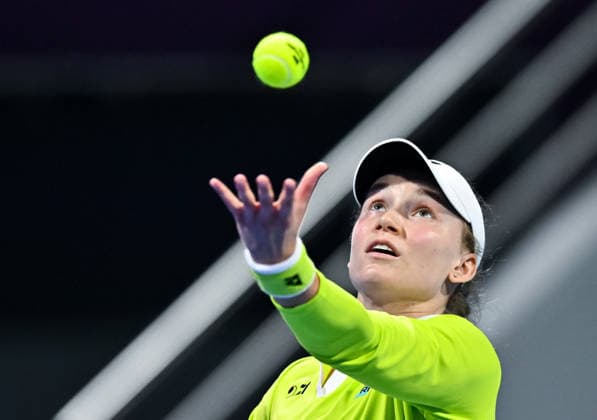 WTA, Tennis Damen QATAR OPEN 2026-QUARTERFINAL Elena Rybakina of Kazakhstan competes in her quarterfinal match against Victoria Mboko of Canada during the WTA Qatar TotalEnergies Open 2026 tennis tournament at the Khalifa International Tennis Complex in Doha, Qatar, on February 12, 2026. ¨ DOHA Qatar Copyright: xNOUSHADx