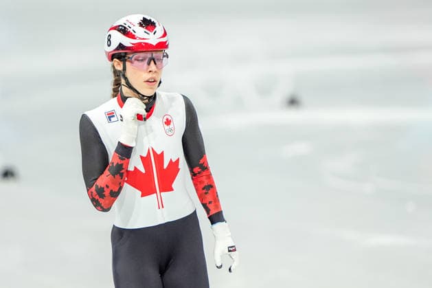 2026-02-12 - Milano Cortina 2026 Winter Olympics MILAN, ITALY - FEBRUARY 12: Florence Brunelle of Canada performing on the Short Track Speed skating, Eisschnelllauf Women s 500m Quaterfinals during the Milano Cortina 2026 Winter Olympics at the Milano Ice Skating Arena on February 12, 2026 in Milan, Italy Milan Milano Ice Skating Arena Italy Content not available for redistribution in The Netherlands directly or indirectly through any third parties. Copyright: xAndrexWeeningx