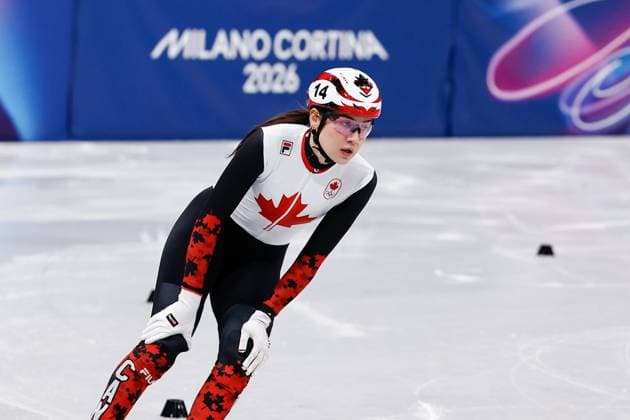 MILAN , 12-02-2026 , Milano Ice Skating Arena , Olympic Winter games, Winterspiele,Spiele, Summer games 2026 - Short Track 500m ladies - 1000m men , Picture shows Courtney Sarault Olympic Winter Games 2026 - Short Track 500m ladies - 1000m men  x201530616x Copyright: