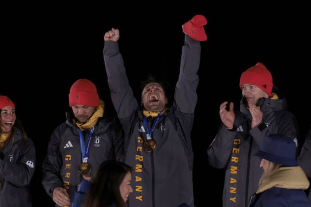 Gold medal for Germany during the Olympic Winter games, Winterspiele,Spiele, Summer games Milano-Cortina 2026, Luge Team Relay on February 12, 2026 at Cortina Sliding Centre in Cortina D Ampezzo  Copyright: xLucianoxMariaxBisi IPAxSportx xipa-agency.netx xx IPA_71390920 IPA_Agency_IPA71390920
