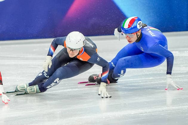 2026-02-12 - Milano Cortina 2026 Winter Olympics MILAN, ITALY - FEBRUARY 12: Selma Poutsma of Netherlands performing on the Short Track Speed skating, Eisschnelllauf Women s 500m Quaterfinals during the Milano Cortina 2026 Winter Olympics at the Milano Ice Skating Arena on February 12, 2026 in Milan, Italy Milan Milano Ice Skating Arena Italy Content not available for redistribution in The Netherlands directly or indirectly through any third parties. Copyright: xAndrexWeeningx