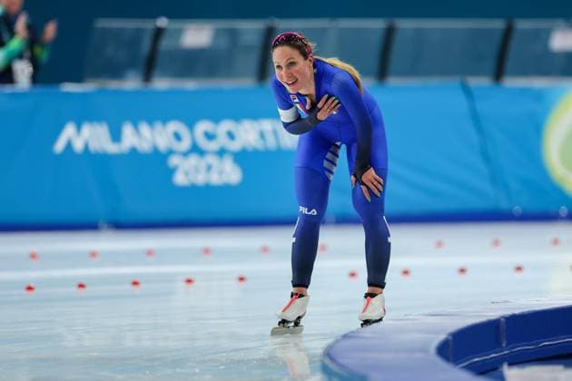 Francesca Lollobrigida (ITA) am 12.02.2026 im 5000m Eisschnelllauf bei den Olympischen Winterspielen Mailand (Milano Cortina) in Mailand, Italien. Mailand Milano Speed skating, Eisschnelllauf Stadium Lombardei Italien *** Francesca Lollobrigida ITA on 12 02 2026 in the 5000m speed skating at the Olympic Winter Games Milan Milano Cortina in Milan, Italy Milan Milano Speed Skating Stadium Lombardy Italy