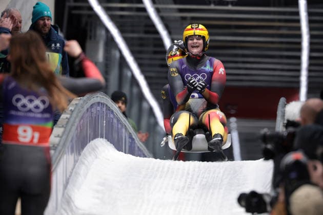 Germany team during the Olympic Winter games, Winterspiele,Spiele, Summer games Milano-Cortina 2026, Luge Team Relay on February 12, 2026 at Cortina Sliding Centre in Cortina D Ampezzo  Copyright: xLucianoxMariaxBisi IPAxSportx xipa-agency.netx xx IPA_71391285 IPA_Agency_IPA71391285