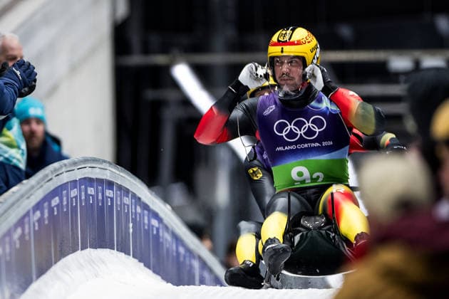 CORTINA, ITALY - FEBRUARY 12: Tobias Wendl Tobias Arlt (Germany) during the Luge Team Relay at the Milano Cortina 2026 Olympics at Cortina Sliding Centre on day 6 of the Milano Cortina 2026 Olympics on February 12, 2026 in Cortina, Italy. Editorial use only. Italy Copyright: xSteffiexWunderlx