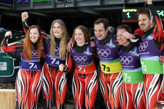 Olympic Games, Olympische Spiele, Olympia, OS Milan Cortina 2026 Luge Team Relay, team Austria, Cortina d Ampezzo, Italy, February 12, 2026. Photo Felice Calabro  Copyright: xFelicexCalabro x xipa-agency.netx xFELICExCALABRO x IPA_Agency_IPA71391649