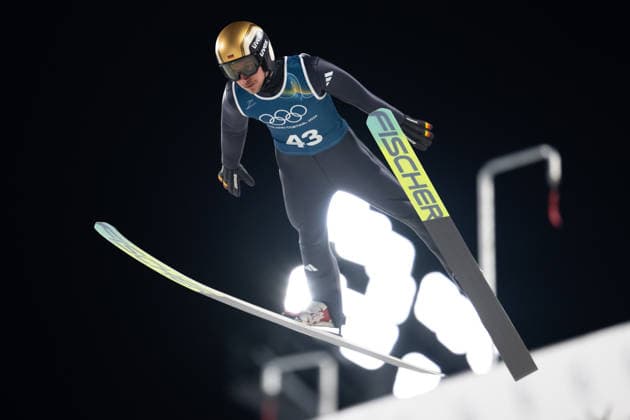 OLYMPICS - Winter Olympic Games, Olympische Spiele, Olympia, OS Milano Cortina 2026 PREDAZZO,ITALY,12.FEB.26 - OLYMPICS, NORDIC SKIING, Ski jumping, Skispringen, Ski, nordisch - Winter Olympic Games Milano Cortina 2026, large hill, men, training. Image shows Felix Hoffmann (GER).  GEPAxpictures xOliverxLerch