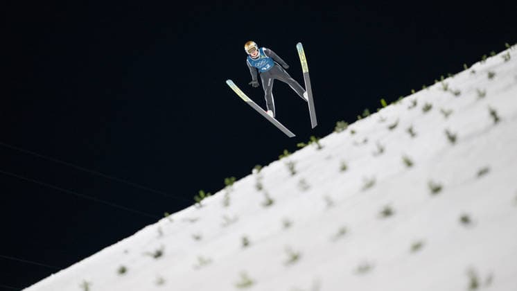 OLYMPICS - Winter Olympic Games, Olympische Spiele, Olympia, OS Milano Cortina 2026 PREDAZZO,ITALY,12.FEB.26 - OLYMPICS, NORDIC SKIING, Ski jumping, Skispringen, Ski, nordisch - Winter Olympic Games Milano Cortina 2026, large hill, men, training. Image shows Stephan Embacher (AUT).  GEPAxpictures xOliverxLerch