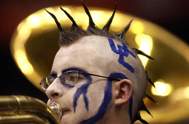 Apr 03, 2004; San Antonio, TX, USA; IAN RAMSEY plays the baritone with the UCONN pep band during halftime of the Duke V. UCONN Final Four game in San Antonio on April 3, 2004. San Antonio Texas U.S. Copyright: xLisaxKrantzx
