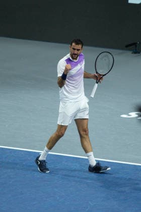 February 12, 2026, Frisco, Texas, USA: MARIN CILIC (CRO) reacts during a menÃ¢â‚¬â ¢s singles match at 2026 Nexo Dallas Open at The Ford Center at The Star in Frisco, Texas. Marin Cilic defeated Ethan Quinn, 7:6, 6:3. Tennis 2026: Dallas Open: Quinn 7:6, 6:3 Cilic  - ZUMAh193 20260212_zsp_h193_029 Copyright: xDanielxMcGregor-Huyerx