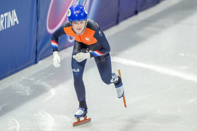 2026-02-12 - Milano Cortina 2026 Winter Olympics MILAN, ITALY - FEBRUARY 12: Michelle Velzeboer of Netherlands performing on the Short Track Speed skating, Eisschnelllauf Women s 500m Finals during the Milano Cortina 2026 Winter Olympics at the Milano Ice Skating Arena on February 12, 2026 in Milan, Italy Milan Milano Ice Skating Arena Italy Content not available for redistribution in The Netherlands directly or indirectly through any third parties. Copyright: xAndrexWeeningx