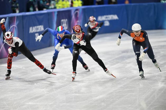POUTSMA Selma (NED), BOUTIN Kim (CAN), BETTI Chiara (ITA), CHOI Minjeong (KOR), LEE Soyeon (KOR) during Short Track, Olympic Winter games, Winterspiele,Spiele, Summer games Milano-Cortina 2026 in Milano, Italy, February 12 2026  Copyright: xFilippoxTomasi IPAxSportx xipa-agency.netx xx IPA_71395140 IPA_Agency_IPA71395140