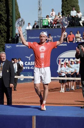 Apr 26, 2004; Monte Carlo, MONACO; RAINER SCHUETTLER (GER) receiving his second place trophy from PRINCE ALBERT of Monico after the Tennis Masters of Monte Carlo. Monte Carlo MONACO Copyright: xFredericxInjimbertx