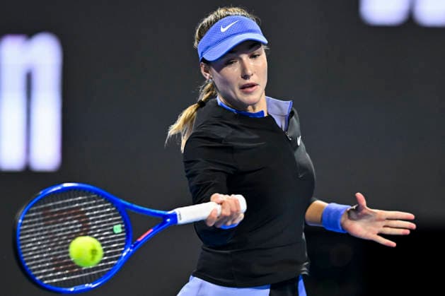 WTA, Tennis Damen QATAR OPEN 2026-QUARTERFINAL Anna Kalinskaya of Russia competes in her quarterfinal match against Karolina Muchova of the Czech Republic during the WTA Qatar TotalEnergies Open 2026 tennis tournament at the Khalifa International Tennis Complex in Doha, Qatar, on February 12, 2026. DOHA Qatar Copyright: xNOUSHADx