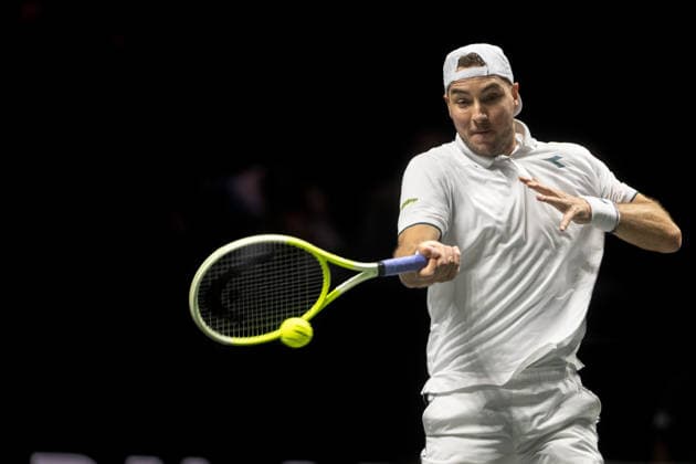 ROTTERDAM, NETHERLANDS - FEBRUARY 12: Jan-Lennard Struff of Germany in action against Alexander Bublik of Kazakhstan on Day 4 of the ABN AMRO Open at Rotterdam Ahoy on February 12, 2026 in Rotterdam, Netherlands. (Photo by Andy Astfalck) Netherlands Copyright: xAndyxAstfalckx