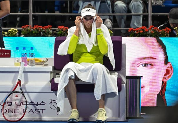 Qatar TotalEnergies Open 2026 - Day Five DOHA, QATAR FEBRUARY 12: Elena Rybakina of Kazakhstan competes against Victoria Mboko of Canada in the quarterfinals on Day Five of the Qatar TotalEnergies Open, part of the Hologic WTA, Tennis Damen Tour, at the Khalifa International Tennis and Squash Complex on February 12, 2026 in Doha, Qatar. Doha Qatar  Copyright: xArturxWidakx originalFilename:widak-qatartot260212_nprhU.jpg