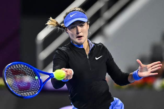 February 13, 2026, Doha, Qatar: Anna Kalinskaya of Russia plays against Karolina Muchova of the Czech Republic (not in view) during their quarterfinal match at the WTA, Tennis Damen Qatar TotalEnergies Open 2026 tennis tournament at the Khalifa International Tennis Complex. Karolina Muchovawon against Anna Kalinskaya. 6-3,6-4. WTA Qatar TotalEnergies Open 2026-Quarterfinal In Doha - 13 Feb 2026  - ZUMAs197 20260213_aaa_s197_016 Copyright: xNoushadxVariyattiyakkalx