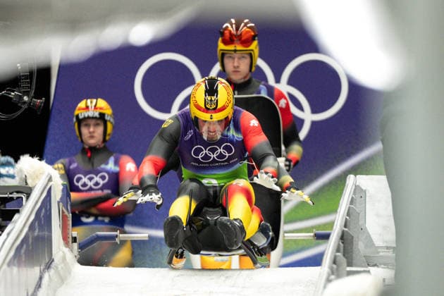 12th February 2026; Val di Fiemme, Italy, 2026 Winter Olympic Games, Olympische Spiele, Olympia, OS Day Seven; Luge Team Relay; Tobias Wendl (GER) and Tobias Arlt (GER)  FotoxOlimpik