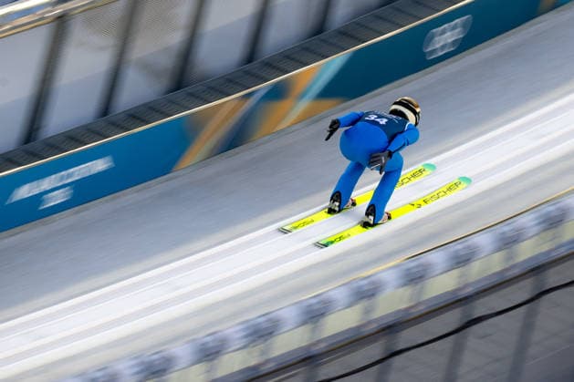 OLYMPICS - Winter Olympic Games, Olympische Spiele, Olympia, OS Milano Cortina 2026 PREDAZZO,ITALY,13.FEB.26 - OLYMPICS, NORDIC SKIING, NORDIC COMBINED, Ski jumping, Skispringen, Ski, nordisch - Winter Olympic Games Milano Cortina 2026, large hill, training. Image shows Julian Schmid (GER).  GEPAxpictures xOliverxLerch