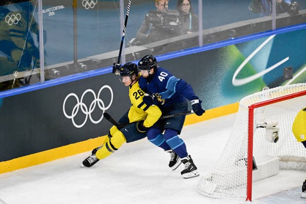 Winter Olympics - Men Ice hockey, Eishockey - Finland v Sweden Rasmus Dahlin 26 of Team Sweden and Joel Armia 40 of Team Finland during the Men s Preliminary Group B match between Finland and Sweden on day seven of the Milano Cortina 2026 Winter Olympic Games, Olympische Spiele, Olympia, OS at Milano Santagiulia Ice Hockey Arena on February 13, 2026 in Milan, Italy. Photo by JMP ABACAPRESS.COM Milan Italy  Copyright: xJMP ABACAx
