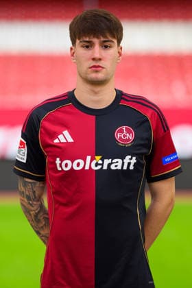 11 02 2026 1 FC Nuremberg FCN Club 2 Football Bundesliga BL Season 2025 2026 Photo montage of portrait and stadium background Photo appointment Portrait appointment Presentation Press appointment Single photo Single photo Portrait Portrait headshot Javier Fernandez 20, 1 FC Nuremberg FCN
