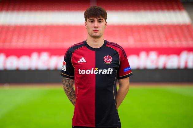 11 02 2026 1 FC Nuremberg FCN Club 2 Football Bundesliga BL Season 2025 2026 Photo montage of portrait and stadium background Photo appointment Portrait appointment Presentation Press appointment Single photo Single photo Portrait Portrait headshot Javier Fernandez 20, 1 FC Nuremberg FCN