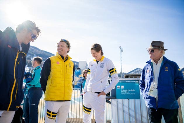 260213 Edvin Anger, Gustaf Berglund and William Poromaa of Sweden with King Carl XVI Gustaf of Sweden after the men s 10km free technique individual start cross-country skiing race during day 7 of the 2026 Winter Olympics on February 13, 2026 in Val di Fiemme. Photo: Maxim Thore BILDBYRAN kod MT MT0976 skidor cross-country skiing langrenn Olympic Games, Olympische Spiele, Olympia, OS olympics winter olympics os ol olympiska spel vinter-os olympiske leker milano cortina 2026 milan cortina 2026 milano cortina 2026 olympic games milano cortina 2026 winter olympic games milano cortina-os milano cortina-ol vinter-ol 7 bbeng intervallstart sverige kung jubel *** 260213 Edvin Anger, Gustaf Berglund and William Poromaa of Sweden with King Carl XVI Gustaf of Sweden after the men s 10km free technique individual start cross country skiing race during day 7 of the 2026 Winter Olympics on February 13, 2026 in Val di Fiemme Photo Maxim Thore BILDBYRAN kod MT MT0976 skidor cross country skiing langrenn olympic games olympics winter olympics os ol olympiska spel vinter os olympiske leker milano cortina 2026 milan cortina 2026 milano cortina 2026 olympic games milano cortina 2026 winter olympic games milano cortina os milano cortina ol vinter ol 7 bbeng intervallstart sverige kung jubel  Copyright: MAXIMxTHORE BB260213MT119