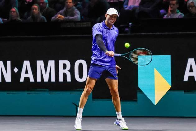Christopher O Connell in action against Ugo Humbert ABN AMRO Open, Day 5, Day Five, ABN AMRO Open, Rotterdam Ahoy, February 13, 2026, Rotterdam, Netherlands.
