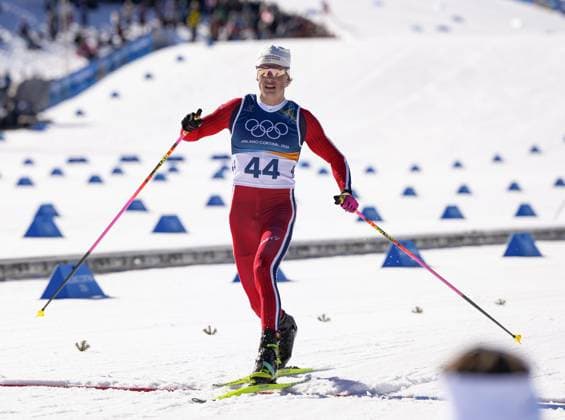 Milan Cortina Olympics: Cross-country skiing Norwegian cross-country skier Johannes Hoesflot Klaebo crosses the finish line to win the men s 10km interval start free race at the Milan Cortina Olympics at Tesero Cross-Country Skiing Stadium in Tesero, Italy, on Feb. 13, 2026.  A14AA0005278558P
