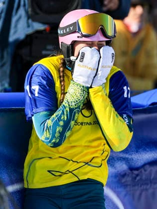 OLYMPICS - Winter Olympic Games, Olympische Spiele, Olympia, OS Milano Cortina 2026 LIVIGNO,ITALY,13.FEB.26 - OLYMPICS, SNOWBOARD - Winter Olympic Games Milano Cortina 2026, Snowboard Cross, women, final. Image shows the rejoicing of Josie Baff (AUS).  GEPAxpictures xWolfgangxGrebien