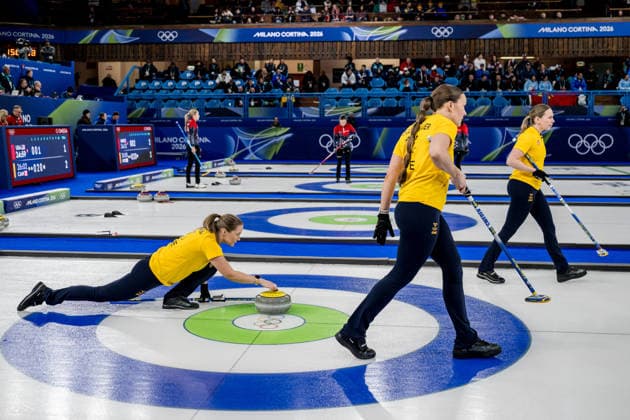 260213 Agnes Knochenhauer, Sara McManus and Sofia Scharback of Sweden compete in a women s round robin curling match between Denmark and Sweden during day 7 of the 2026 Winter Olympics on February 13, 2026 in Cortina. Photo: Joel Marklund BILDBYRAN kod JM JM0791 bbeng curling Olympic Games, Olympische Spiele, Olympia, OS olympics winter olympics os ol olympiska spel vinter-os olympiske leker milano cortina 2026 milan cortina 2026 milano cortina 2026 olympic games milano cortina 2026 winter olympic games milano cortina-os milano cortina-ol vinter-ol dam sverige danmark *** 260213 Agnes Knochenhauer, Sara McManus and Sofia Scharback of Sweden compete in a women s round robin curling match between Denmark and Sweden during day 7 of the 2026 Winter Olympics on February 13, 2026 in Cortina Photo Joel Marklund BILDBYRAN kod JM JM0791 bbeng curling olympic games olympics winter olympics os ol olympiska spel vinter os olympiske leker milano cortina 2026 milan cortina 2026 milano cortina 2026 olympic games milano cortina 2026 winter olympic games milano cortina os milano cortina ol vinter ol dam sverige danmark  Copyright: JOELxMARKLUND BB260213JM022