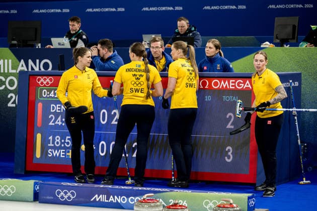 260213 Anna Hasselborg, Agnes Knochenhauer , Sara McManus and Sofia Scharback of Sweden compete in a women s round robin curling match between Denmark and Sweden during day 7 of the 2026 Winter Olympics on February 13, 2026 in Cortina. Photo: Joel Marklund BILDBYRAN kod JM JM0791 bbeng curling Olympic Games, Olympische Spiele, Olympia, OS olympics winter olympics os ol olympiska spel vinter-os olympiske leker milano cortina 2026 milan cortina 2026 milano cortina 2026 olympic games milano cortina 2026 winter olympic games milano cortina-os milano cortina-ol vinter-ol dam sverige danmark *** 260213 Anna Hasselborg, Agnes Knochenhauer , Sara McManus and Sofia Scharback of Sweden compete in a women s round robin curling match between Denmark and Sweden during day 7 of the 2026 Winter Olympics on February 13, 2026 in Cortina Photo Joel Marklund BILDBYRAN kod JM JM0791 bbeng curling olympic games olympics winter olympics os ol olympiska spel vinter os olympiske leker milano cortina 2026 milan cortina 2026 milano cortina 2026 olympic games milano cortina 2026 winter olympic games milano cortina os milano cortina ol vinter ol dam sverige danmark  Copyright: JOELxMARKLUND BB260213JM027