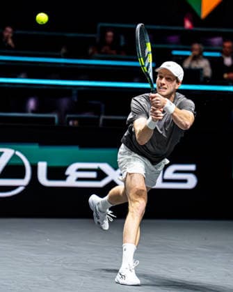 2026-02-13 ABN AMRO Open - Day Five ROTTERDAM, NETHERLANDS - FEBRUARY 13: Botic van de Zandschulp competing during Day Five of the ABN AMRO Open at Rotterdam Ahoy on February 13, 2026 in Rotterdam, Netherlands. (Photo by Gabriel Calvino Alonso BSR Agency) Rotterdam Netherlands Content not available for redistribution in The Netherlands directly or indirectly through any third parties. Copyright: xBSRxAgencyx