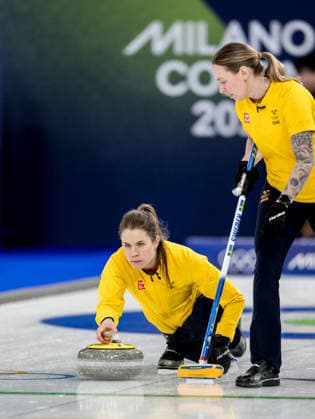 260213 Anna Hasselborg and Sofia Scharback of Sweden compete in a women s round robin curling match between Denmark and Sweden during day 7 of the 2026 Winter Olympics on February 13, 2026 in Cortina. Photo: Joel Marklund BILDBYRAN kod JM JM0791 bbeng curling Olympic Games, Olympische Spiele, Olympia, OS olympics winter olympics os ol olympiska spel vinter-os olympiske leker milano cortina 2026 milan cortina 2026 milano cortina 2026 olympic games milano cortina 2026 winter olympic games milano cortina-os milano cortina-ol vinter-ol dam sverige danmark *** 260213 Anna Hasselborg and Sofia Scharback of Sweden compete in a women s round robin curling match between Denmark and Sweden during day 7 of the 2026 Winter Olympics on February 13, 2026 in Cortina Photo Joel Marklund BILDBYRAN kod JM JM0791 bbeng curling olympic games olympics winter olympics os ol olympiska spel vinter os olympiske leker milano cortina 2026 milan cortina 2026 milano cortina 2026 olympic games milano cortina 2026 winter olympic games milano cortina os milano cortina ol vinter ol dam sverige danmark  Copyright: JOELxMARKLUND BB260213JM039
