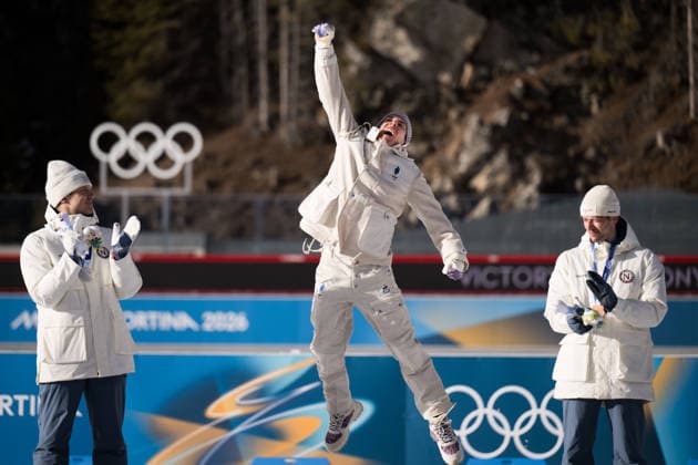 260213 Silver medalist Vetle Sjastad Christiansen of Norway, gold medalist Quentin Fillon Maillet of France and bronze medalist Sturla Holm Laegreid of Norway on the podium in men s biathlon 10 km sprint during day 7 of the 2026 Winter Olympics on February 13, 2026 in Anterselva. Photo: Mathias Bergeld BILDBYRAN kod MB MB1325 skidskytte biathlon skiskyting Olympic Games, Olympische Spiele, Olympia, OS olympics winter olympics os ol olympiska spel vinter-os olympiske leker milano cortina 2026 milan cortina 2026 milano cortina 2026 olympic games milano cortina 2026 winter olympic games milano cortina-os milano cortina-ol vinter-ol 7 bbeng sprint Norway norge Bronze brons Gold guld jubel *** 260213 Silver medalist Vetle Sjastad Christiansen of Norway, gold medalist Quentin Fillon Maillet of France and bronze medalist Sturla Holm Laegreid of Norway on the podium in men s biathlon 10 km sprint during day 7 of the 2026 Winter Olympics on February 13, 2026 in Anterselva Photo Mathias Bergeld BILDBYRAN code MB MB1325 biathlon biathlon olympic games olympics olympics winter olympics os ol olympiska spel vinter os olympiske leker milano cortina 2026 milan cortina 2026 milano cortina 2026 olympic games milano cortina 2026 winter olympic games milano cortina os milano cortina ol vinter ol 7 bbeng sprint Norway norge Bronze bronze Gold gold jubel  Copyright: MATHIASxBERGELD BB260213MB038