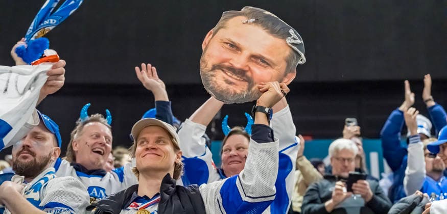 February 13, 2026, Milan, Lombardy, Italy: Fans cheer on their team during the Team Slovakia Vs Team Finland Group A match at the Milano Santagiulia Ice hockey, Eishockey Arena in MILAN, Italy for the 2026 Milano Cortina Winter Olympics. Team Finland wins the game, 4:1 Milan Italy - ZUMAa161 20260213_oly_a161_051 Copyright: xWalterxG.xArcex