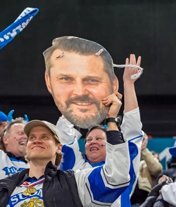 February 13, 2026, Milan, Lombardy, Italy: Fans cheer on their team during the Team Slovakia Vs Team Finland Group A match at the Milano Santagiulia Ice hockey, Eishockey Arena in MILAN, Italy for the 2026 Milano Cortina Winter Olympics. Team Finland wins the game, 4:1 Milan Italy - ZUMAa161 20260213_oly_a161_052 Copyright: xWalterxG.xArcex