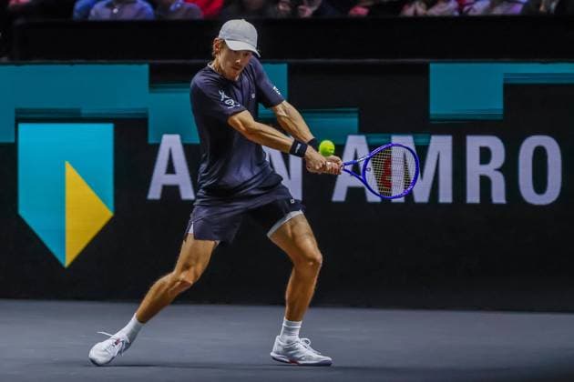 Alex de Minaur in action against Botic van de Zandschulp ABN AMRO Open, Day 5, Day Five, ABN AMRO Open, Rotterdam Ahoy, February 13, 2026, Rotterdam, Netherlands.