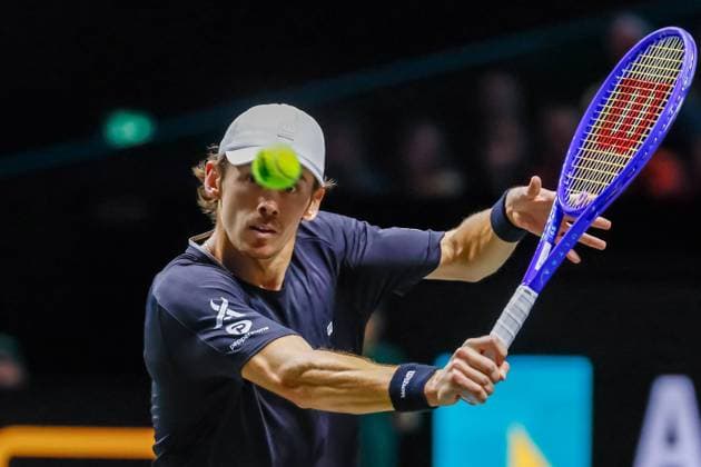 Alex de Minaur in action against Botic van de Zandschulp ABN AMRO Open, Day 5, Day Five, ABN AMRO Open, Rotterdam Ahoy, February 13, 2026, Rotterdam, Netherlands.