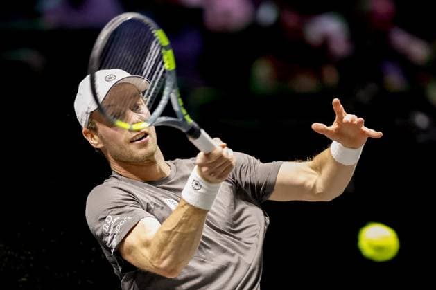 ROTTERDAM - Botic van de Zandschulp in action against Alex De Minaur during the quarterfinals on the fifth day of the ABN AMRO tennis tournament in Ahoy Rotterdam. BAS CZERWINSKI ANP xVIxANPxSportx xxANPxIVx 550573759 originalFilename: 550573759.jpg